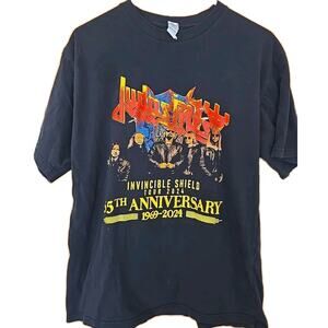 JUDAS PRIEST Tshirt Metal Rock Invincible Shield Tour 2024 Black Size Large